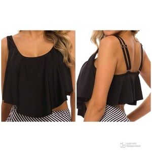 Vozobi Flounce Ruffle Flowy Bikini Swimsuit Top Womens Size XXL